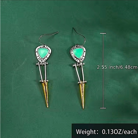 Vintage Stone Geometric Irregular Dangle Handmade Boho Earrings - Picture 7 of 7